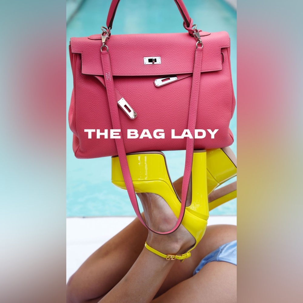 Hermès Rose Lipstick Togo Kelly 35 Retourne
